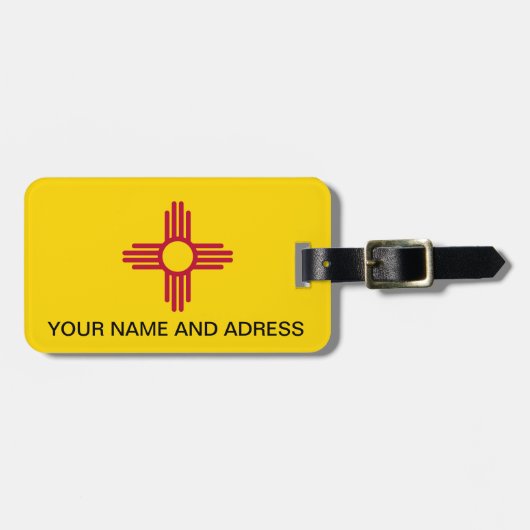 Bagagelabel met vlag van New Mexico, Verenigde Sta (Voorkant horizontaal)