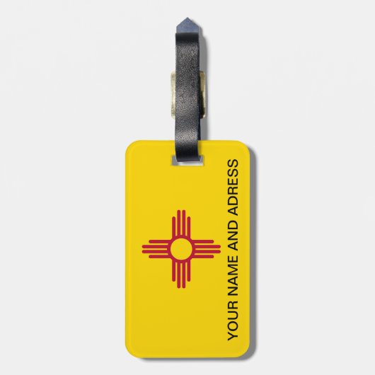 Bagagelabel met vlag van New Mexico, Verenigde Sta (Achterkant verticaal)