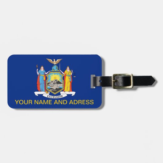 Bagagelabel met vlag van New York, Verenigde State (Voorkant horizontaal)