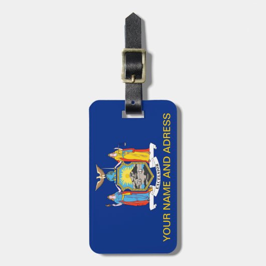 Bagagelabel met vlag van New York, Verenigde State (Voorkant verticaal)