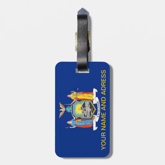 Bagagelabel met vlag van New York, Verenigde State (Achterkant verticaal)