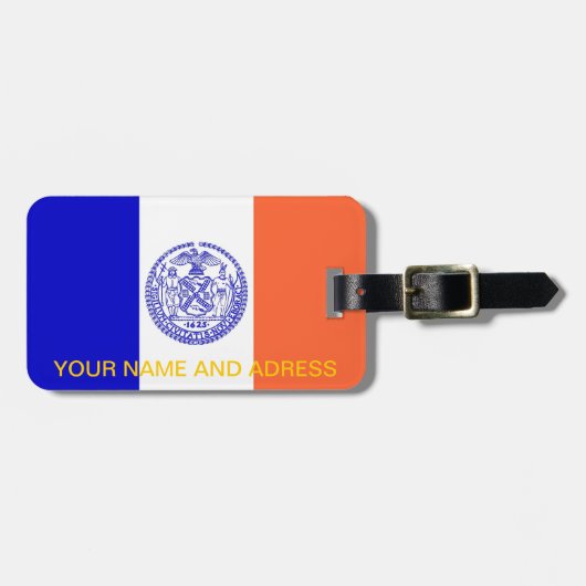 Bagagelabel met vlag van New York, Verenigde State (Voorkant horizontaal)