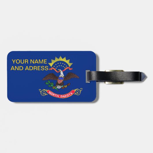 Bagagelabel met vlag van North Dakota, Verenigde S (Achterkant horizontaal)