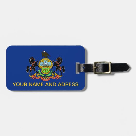 Bagagelabel met vlag van Pennsylvania, Verenigde S (Voorkant horizontaal)