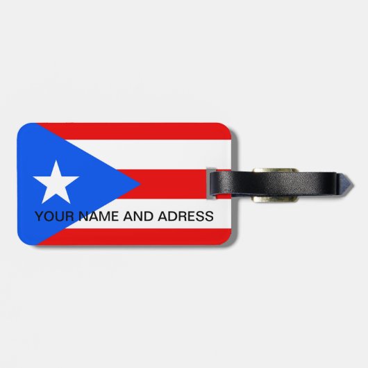 Bagagelabel met vlag van Puerto Rico, Verenigde St (Achterkant horizontaal)