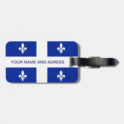Bagagelabel met vlag van Quebec, Canada (Achterkant horizontaal)