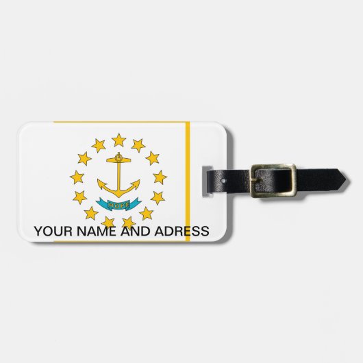 Bagagelabel met vlag van Rhode Island, VS (Voorkant horizontaal)