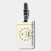 Bagagelabel met vlag van Rhode Island, VS (Voorkant verticaal)