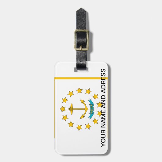 Bagagelabel met vlag van Rhode Island, VS (Voorkant verticaal)