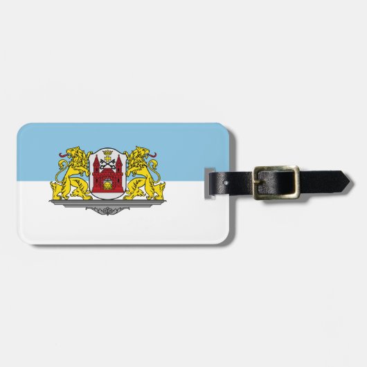Bagagelabel met vlag van Riga, Letland (Voorkant horizontaal)