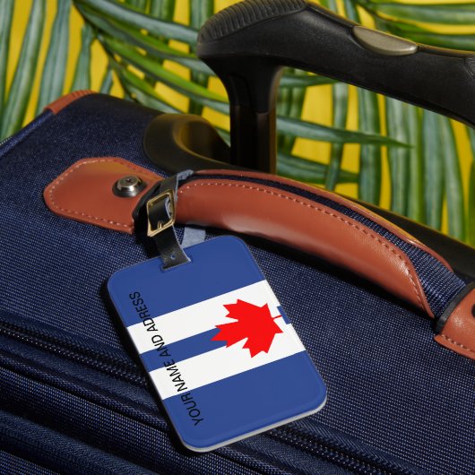 Bagagelabel met vlag van Toronto, Canada (Voorkant Insitu 1)