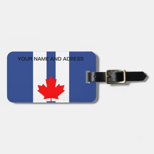 Bagagelabel met vlag van Toronto, Canada (Voorkant horizontaal)