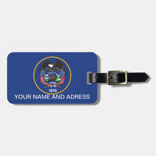 Bagagelabel met vlag van Utah, Verenigde Staten (Voorkant horizontaal)
