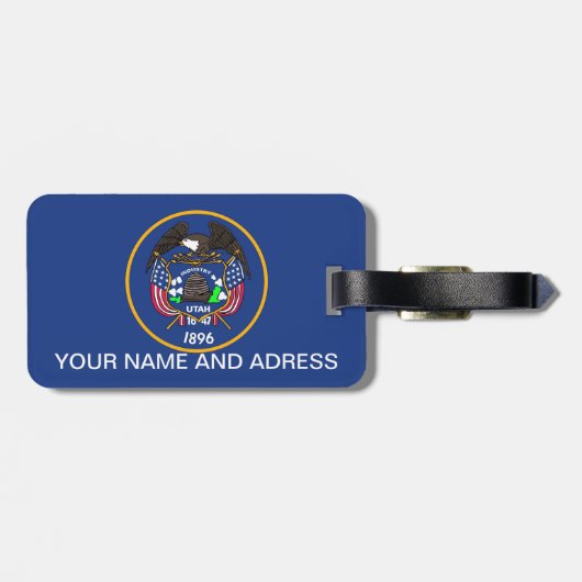 Bagagelabel met vlag van Utah, Verenigde Staten (Achterkant horizontaal)
