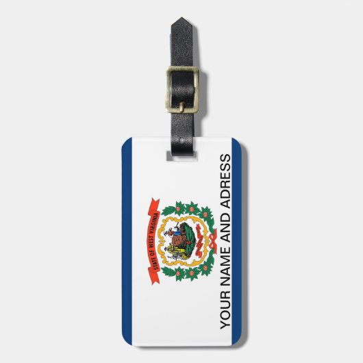 Bagagelabel met vlag van West Virginia, Verenigde (Voorkant verticaal)