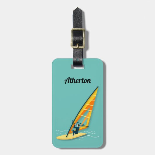 Bagagelabel met wielsurfen (Voorkant verticaal)
