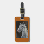 bagagelabel met wit paard (Voorkant verticaal)