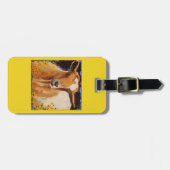 bagagelabel met witte en geelbruine geit (Voorkant horizontaal)