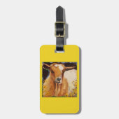 bagagelabel met witte en geelbruine geit (Voorkant verticaal)