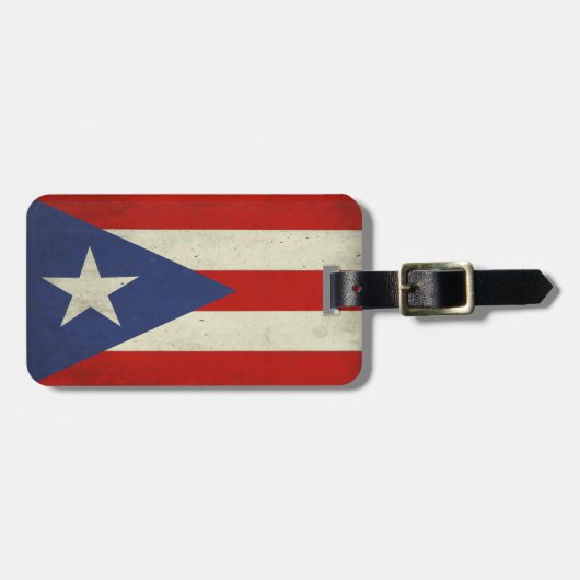 bagagelabel met wolvlag uit Puerto Rico (Voorkant horizontaal)
