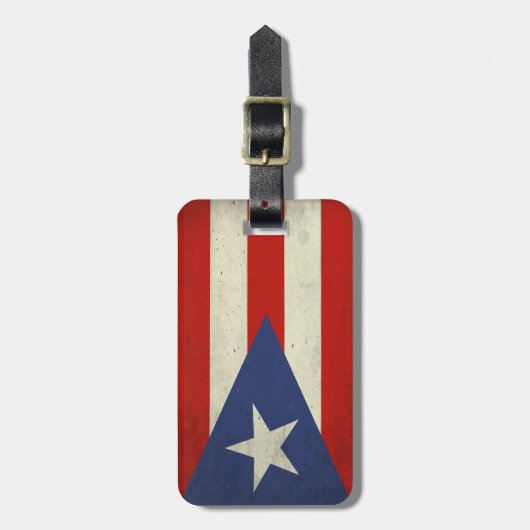 bagagelabel met wolvlag uit Puerto Rico (Voorkant verticaal)
