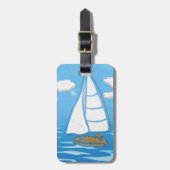 Bagagelabel met zeilboot (Voorkant verticaal)