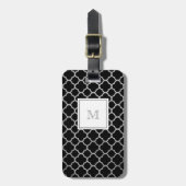 Bagagelabel met zilver en zwarte quatrefolie (Voorkant verticaal)