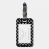 Bagagelabel met zilver en zwarte quatrefolie (Achterkant verticaal)