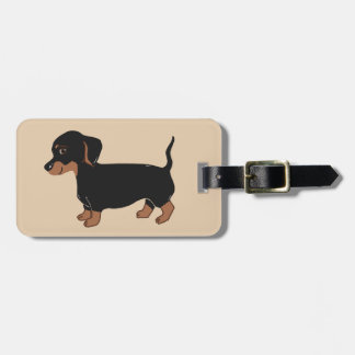 Bagagelabel met zwarte en bruine dachshund