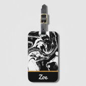 Bagagelabel met zwarte en witte marmer (Voorkant (verticaal))