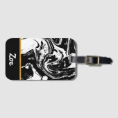 Bagagelabel met zwarte en witte marmer (Voorkant (horizontaal))