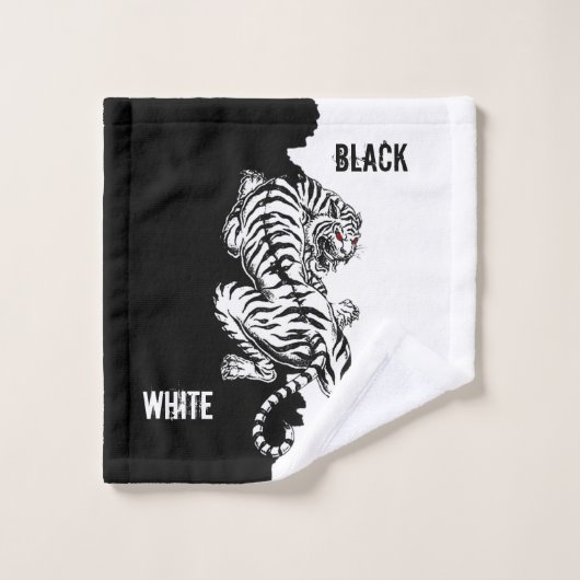 Bagagelabel met zwarte en witte tijger bad handdoek (Wasdoekje)