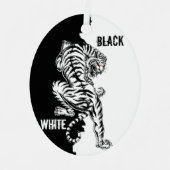 Bagagelabel met zwarte en witte tijger metalen ornament (Voorkant)