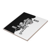 Bagagelabel met zwarte en witte tijger tegeltje (Zijkant)