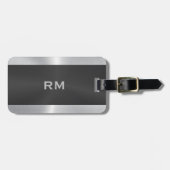 Bagagelabel met zwarte en zilvergeometrische vormg (Voorkant horizontaal)