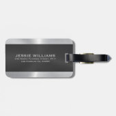 Bagagelabel met zwarte en zilvergeometrische vormg (Achterkant horizontaal)