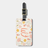 Bagagelabel Monogram en Citaat Boho Flowers (Voorkant verticaal)