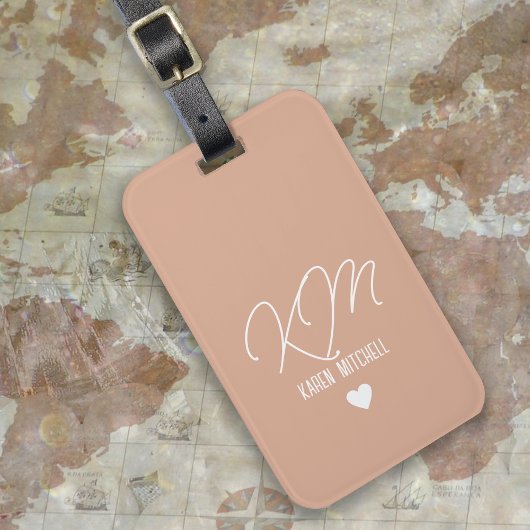 Bagagelabel monogram met Roos van het liefdeshart