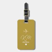 Bagagelabel Monogram Vliegtuig Dusty Mustard (Voorkant verticaal)