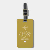 Bagagelabel Monogram Vliegtuig Dusty Mustard (Voorkant verticaal)