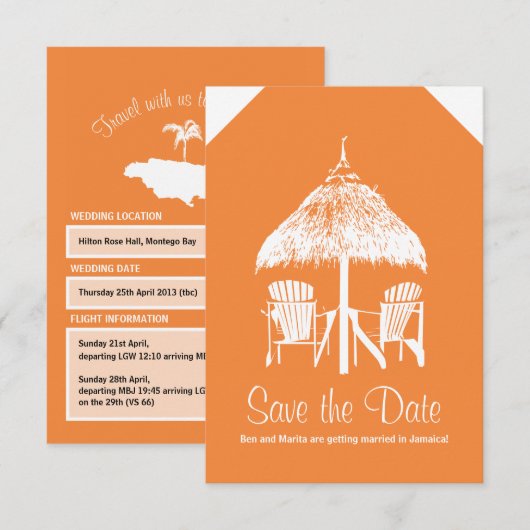 Bagagelabel naar Jamaica Save The Date (Voorkant / Achterkant)