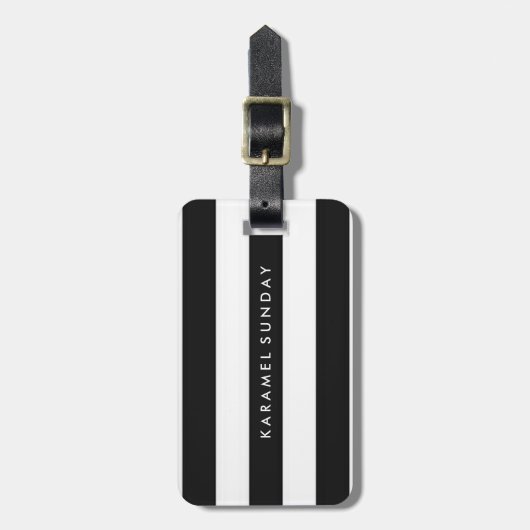 bagagelabel - Nautical Stripes Black (Voorkant verticaal)