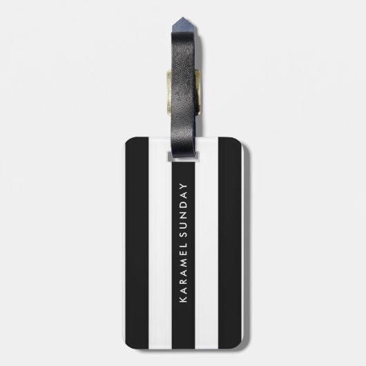 bagagelabel - Nautical Stripes Black (Achterkant verticaal)