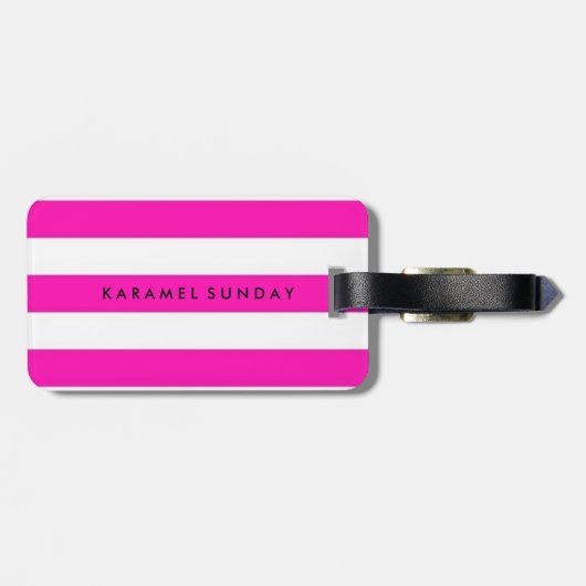 bagagelabel - Nautische strepen roze (Achterkant horizontaal)