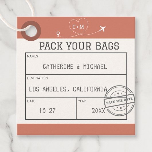 Bagagelabel Opslaan Datum Bedankjes Labels (Voorkant)