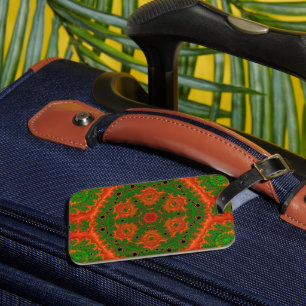 Bagagelabel Oranje en groene Kaleidoscoop