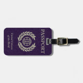 bagagelabel paars paspoort (Voorkant horizontaal)