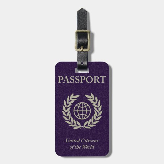 bagagelabel paars paspoort (Voorkant verticaal)