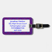 Bagagelabel, Paarse en Blauwe Ogee Patroon Bagagelabel (Voorkant horizontaal)