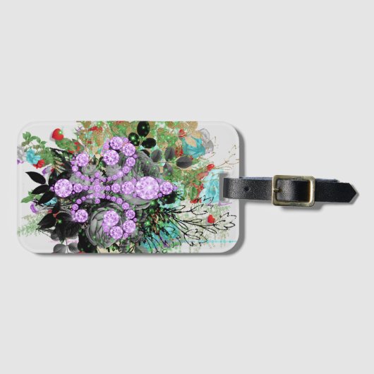 Bagagelabel Paarse Fleur de Lys (Voorkant (horizontaal))